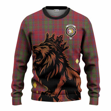 Stewart (Stuart) of Appin Tartan Family Crest Knitted Sweater Crowned Lion Roaring