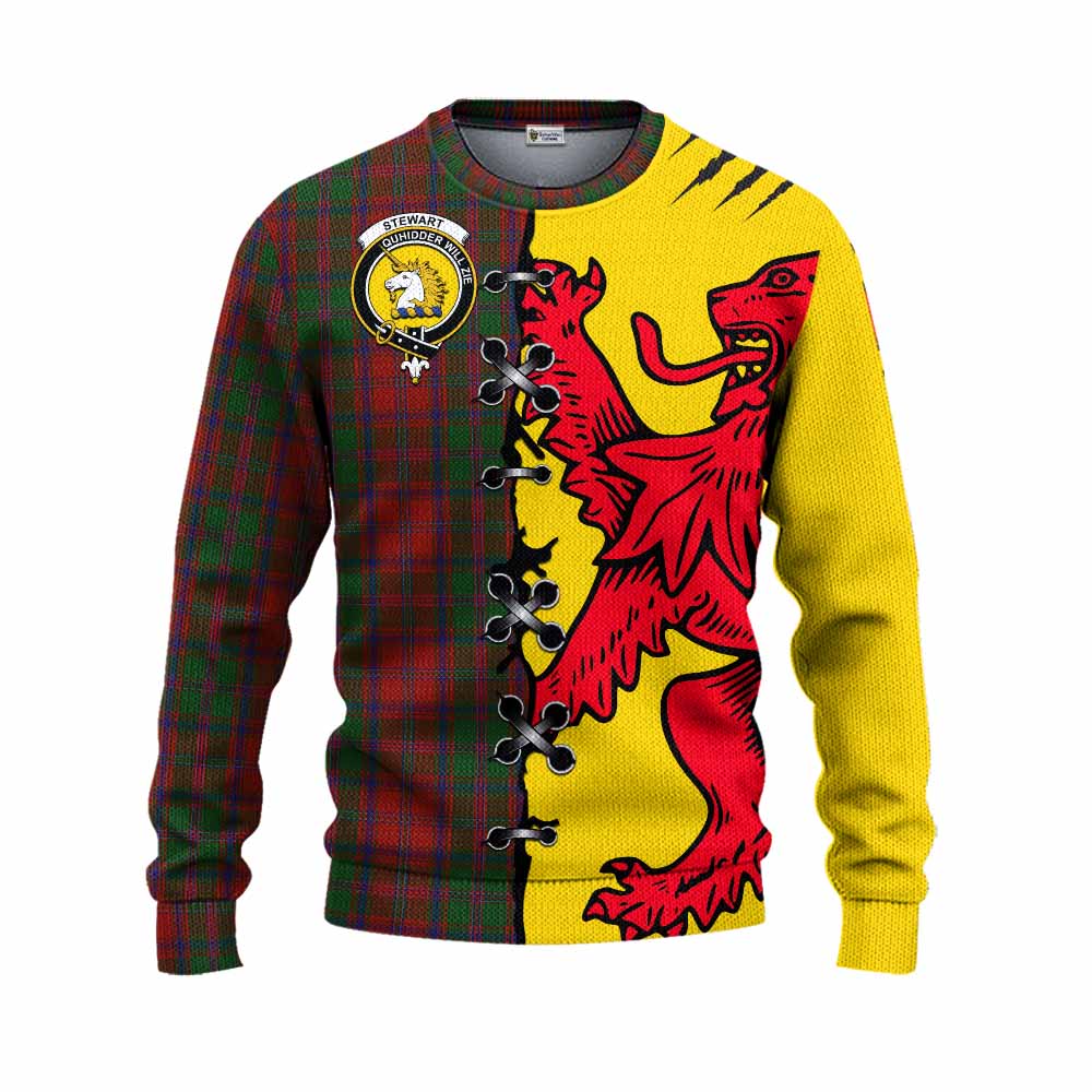 Stewart (Stuart) of Appin Tartan Family Crest Knitted Sweater Lion Rampant Honor - Tartan Vibes Clothing