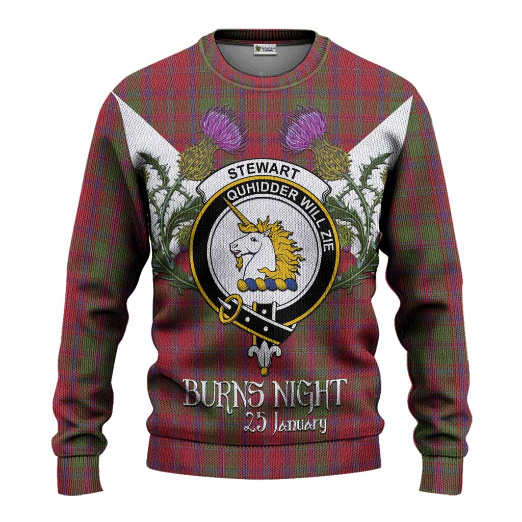 Stewart (Stuart) of Appin Tartan Family Crest Knitted Sweater Scottish Burns Night Thistle Floral