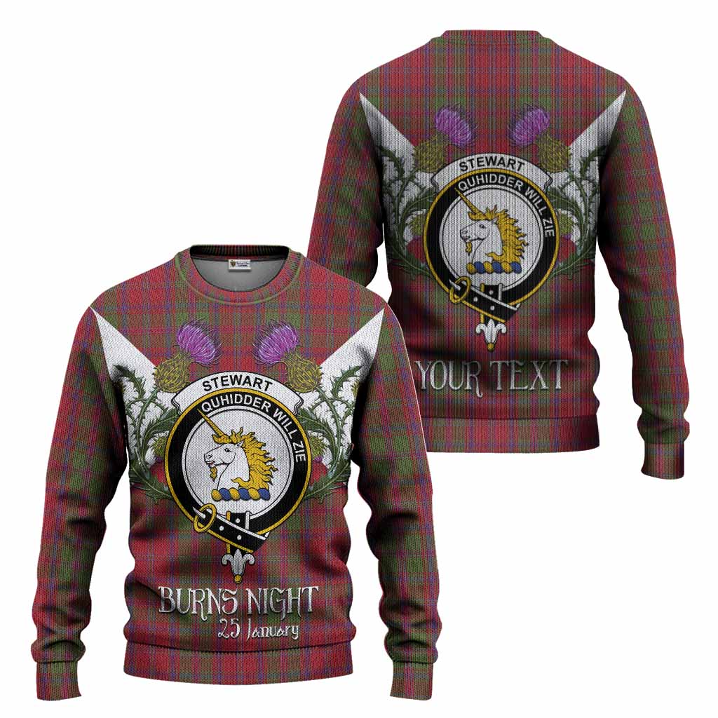 Stewart (Stuart) of Appin Tartan Family Crest Knitted Sweater Scottish Burns Night Thistle Floral
