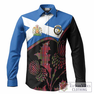 Stewart (Stuart) of Appin Tartan Family Crest Long Sleeve Button Shirts Scotland Thistle Floral Flag Style