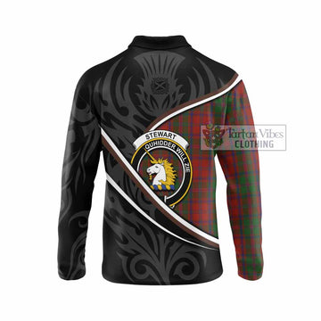 Stewart (Stuart) of Appin Tartan Family Crest Long Sleeve Polo Shirt Celtic Scottish Thistle Floral