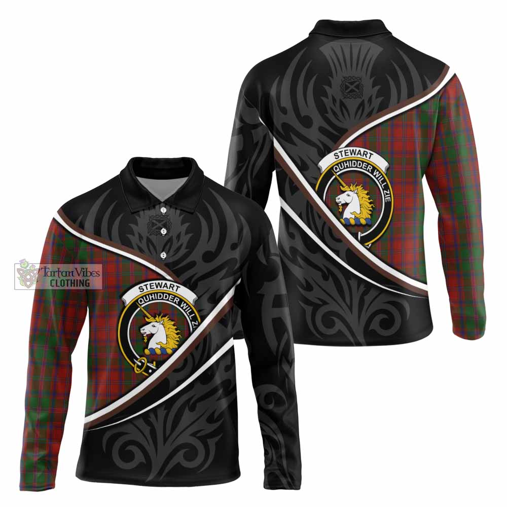 Stewart (Stuart) of Appin Tartan Family Crest Long Sleeve Polo Shirt Celtic Scottish Thistle Floral - Tartan Vibes Clothing