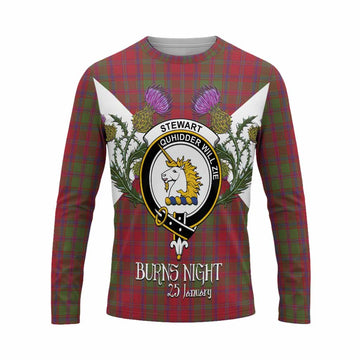 Stewart (Stuart) of Appin Tartan Family Crest Long Sleeve T-Shirt Scottish Burns Night Thistle Floral