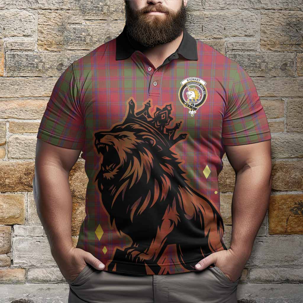 Stewart (Stuart) of Appin Tartan Family Crest Polo Shirt Crowned Lion Roaring