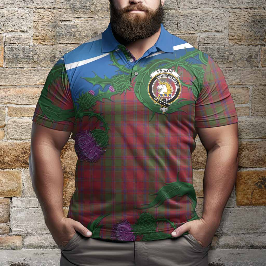 Stewart (Stuart) of Appin Tartan Family Crest Polo Shirt Thistle in Minimalism
