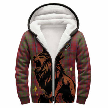 Stewart (Stuart) of Appin Tartan Family Crest Sherpa Hoodie Crowned Lion Roaring