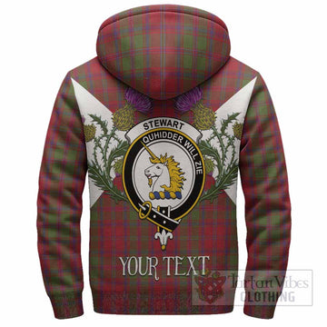 Stewart (Stuart) of Appin Tartan Family Crest Sherpa Hoodie Scottish Burns Night Thistle Floral