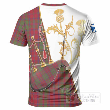 Stewart (Stuart) of Appin Tartan Family Crest T-Shirt Bagpipes with Scottish Thistle