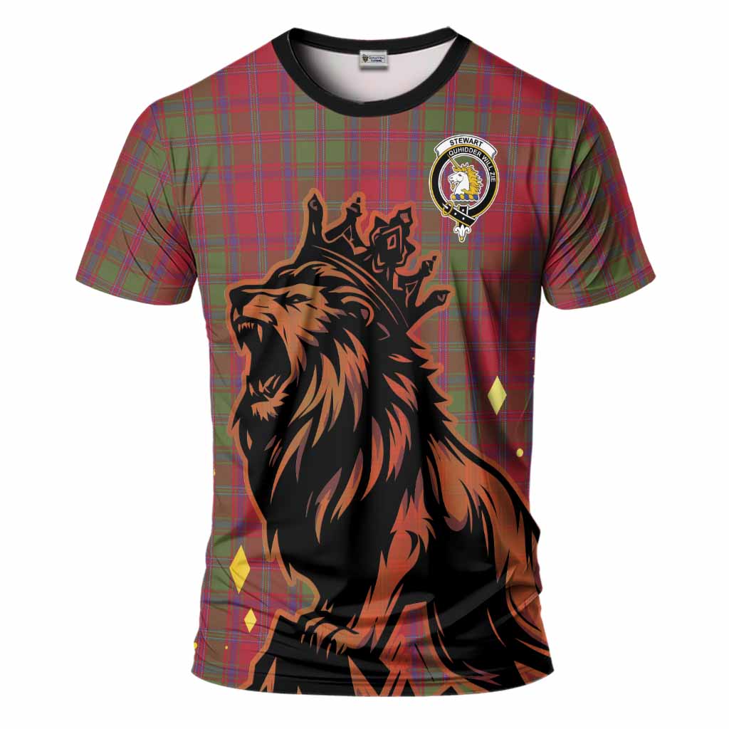 Stewart (Stuart) of Appin Tartan Family Crest T-Shirt Crowned Lion Roaring
