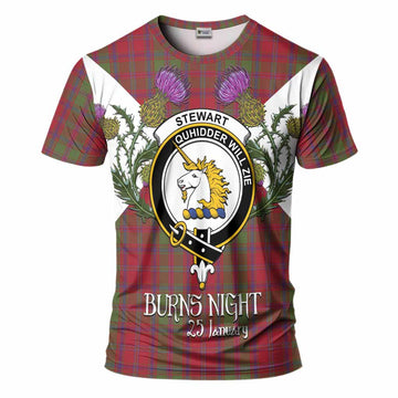 Stewart (Stuart) of Appin Tartan Family Crest T-Shirt Scottish Burns Night Thistle Floral