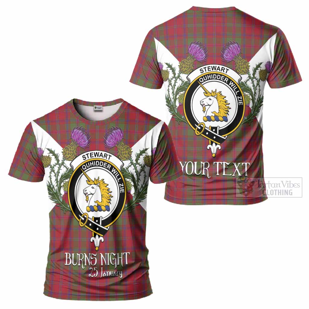 Stewart (Stuart) of Appin Tartan Family Crest T-Shirt Scottish Burns Night Thistle Floral
