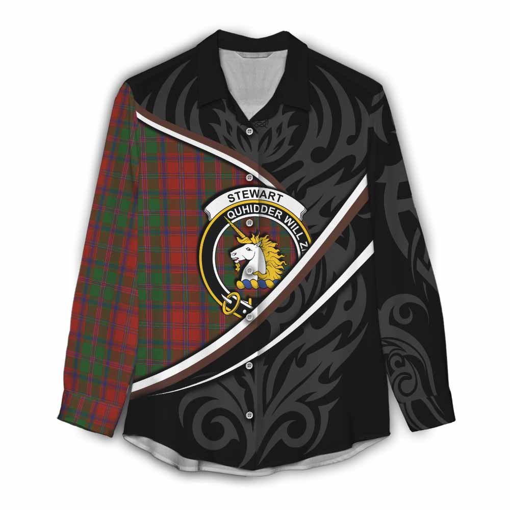 Stewart (Stuart) of Appin Tartan Family Crest Women Casual Shirt Celtic Scottish Thistle Floral - Tartan Vibes Clothing