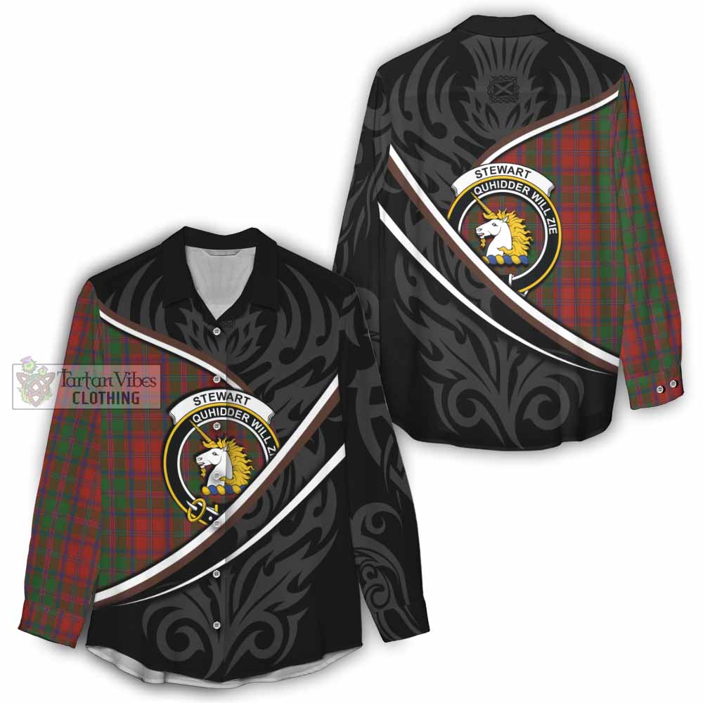 Stewart (Stuart) of Appin Tartan Family Crest Women Casual Shirt Celtic Scottish Thistle Floral - Tartan Vibes Clothing