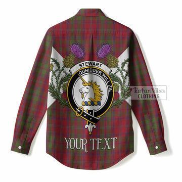 Stewart (Stuart) of Appin Tartan Family Crest Women Casual Shirt Scottish Burns Night Thistle Floral