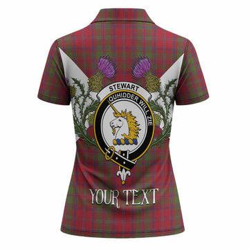 Stewart (Stuart) of Appin Tartan Family Crest Women Polo Shirt Scottish Burns Night Thistle Floral