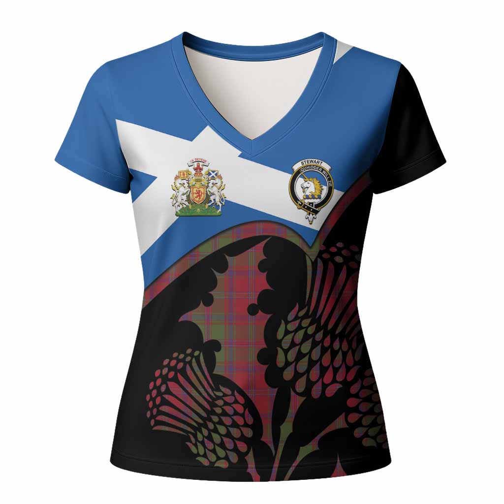 Stewart (Stuart) of Appin Tartan Family Crest Women T shirt Scotland Thistle Floral Flag Style