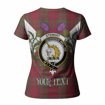 Stewart (Stuart) of Appin Tartan Family Crest Women T shirt Scottish Burns Night Thistle Floral