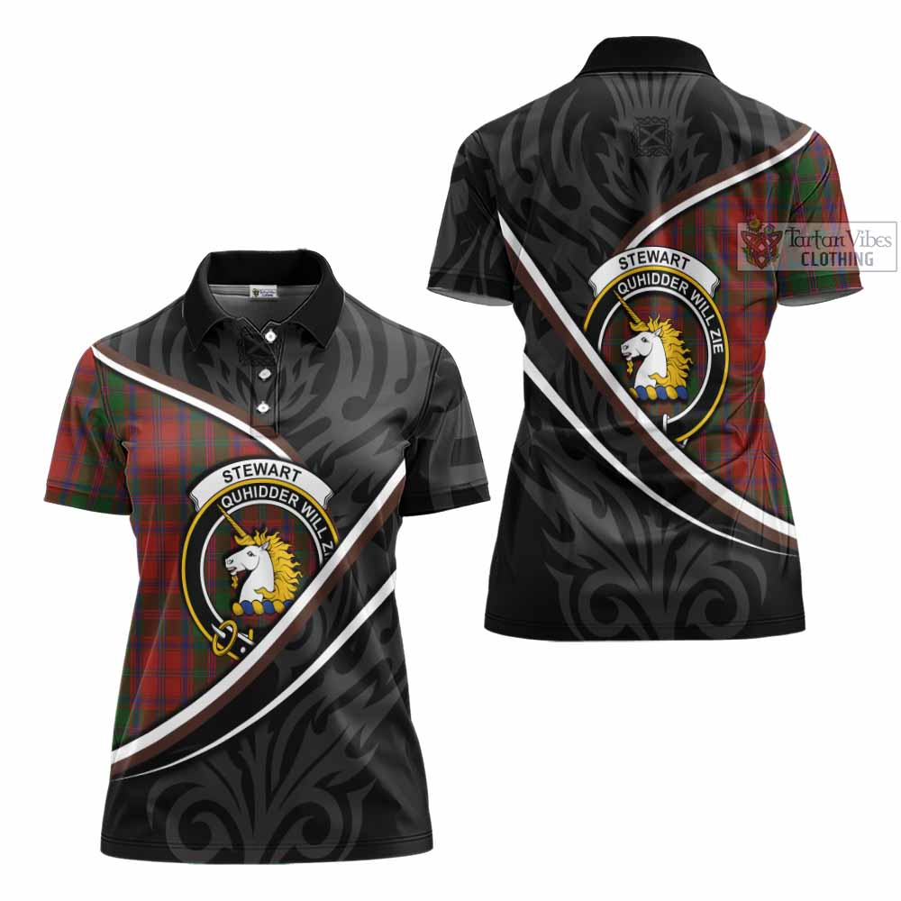 Stewart (Stuart) of Appin Tartan Family Crest Women's Polo Shirt Celtic Scottish Thistle Floral - Tartan Vibes Clothing