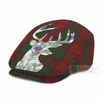 Stewart (Stuart) of Appin Tartan Flat Cap, Jeff Cap Scottish Stag Thistle Floral Art