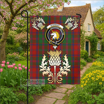 Stewart (Stuart) of Appin Tartan Garden Flag with Golden Regal Scottish Thistle Emblem
