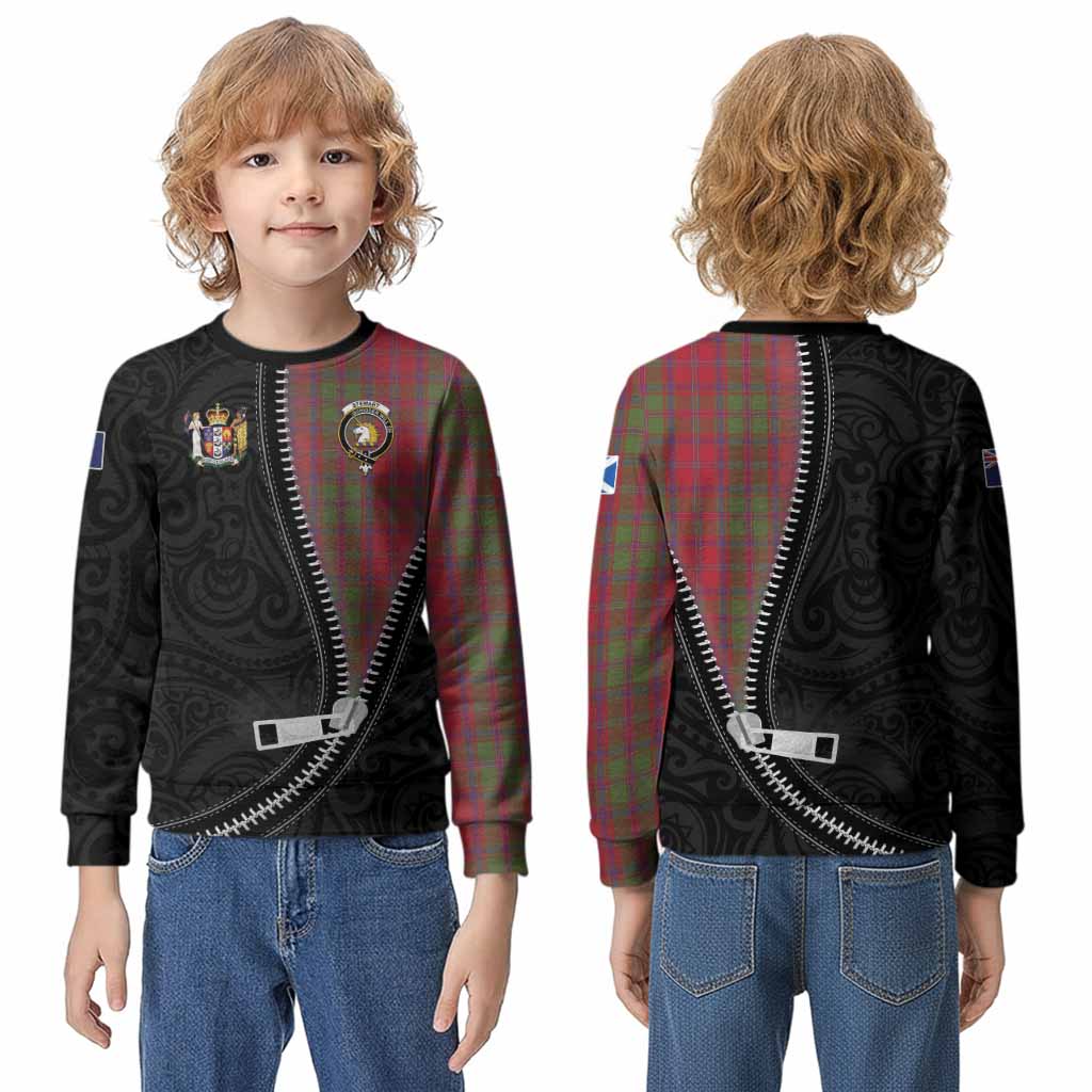 Stewart (Stuart) of Appin Tartan Kid Knitted Sweatshirt New Zealand Pattern Unique Zipper Stylized
