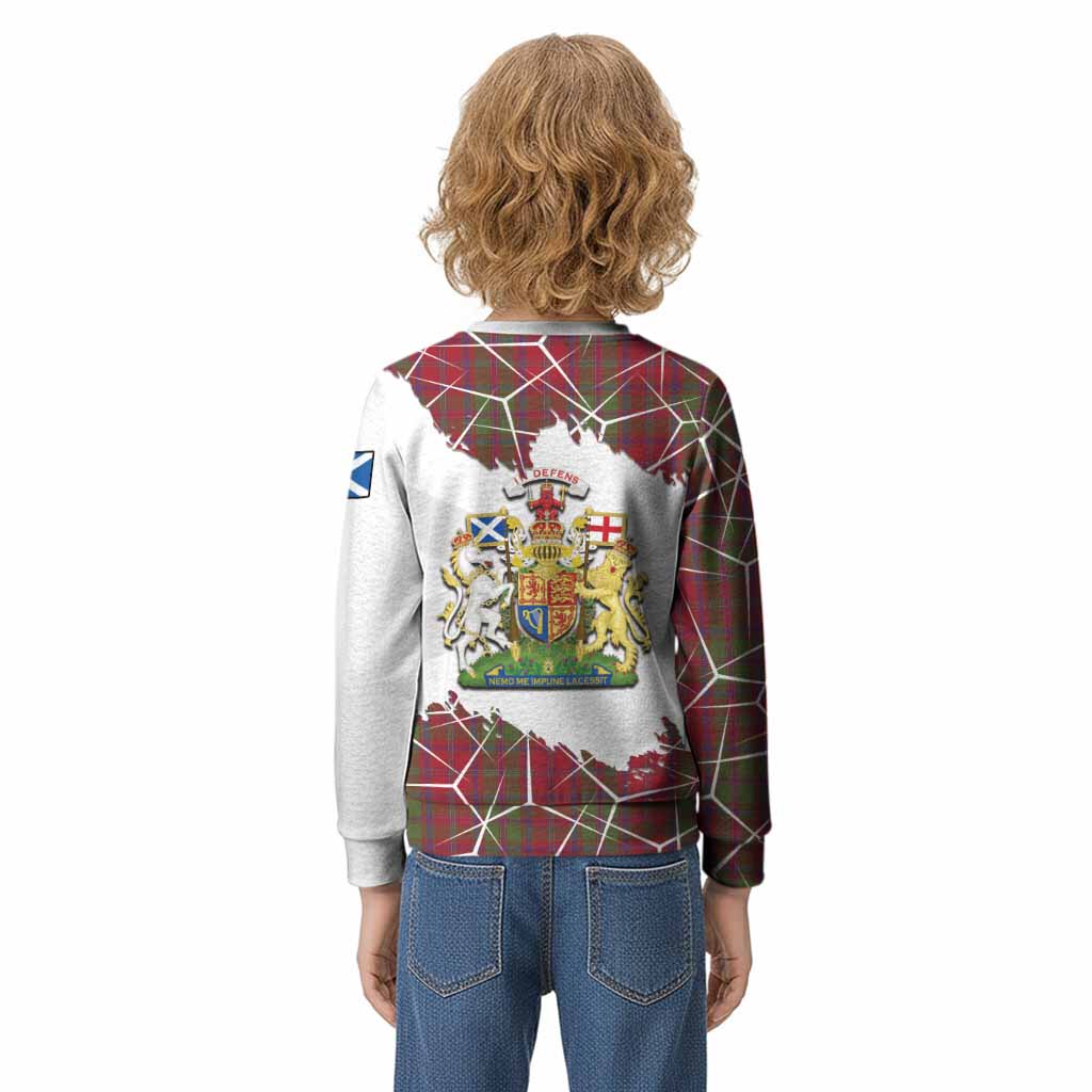 Stewart (Stuart) of Appin Tartan Kid Knitted Sweatshirt with Family Crest and Lion Rampant Grunge Style