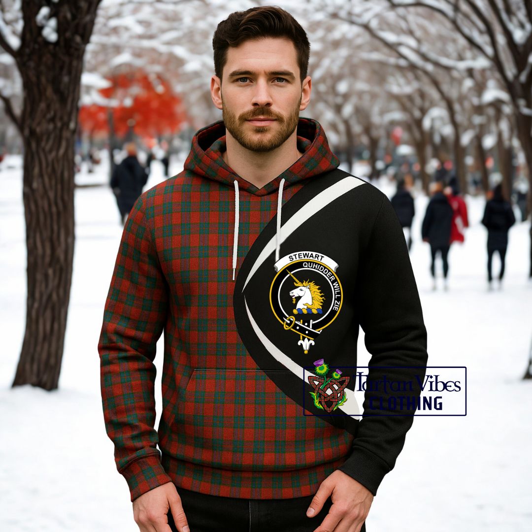 Stewart (Stuart) of Appin Tartan Knitted Hoodie with Family Crest Circle Style