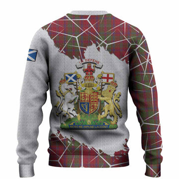 Stewart (Stuart) of Appin Tartan Knitted Sweater with Family Crest and Lion Rampant Grunge Style