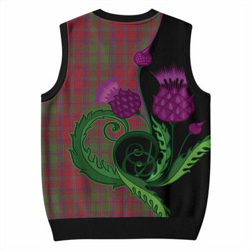 Stewart (Stuart) of Appin Tartan Knitted V-Neck Vest Traditional Scottish Thistle