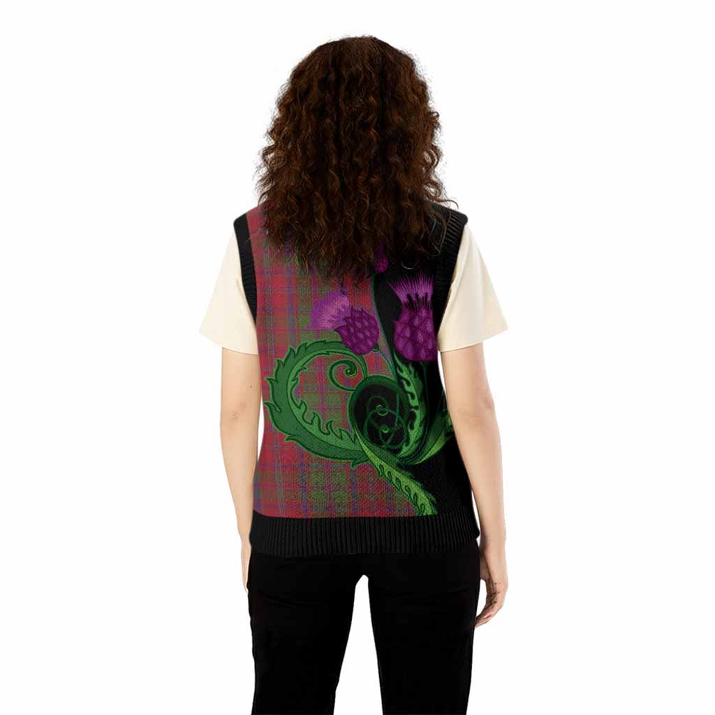 Stewart (Stuart) of Appin Tartan Knitted V-Neck Vest Traditional Scottish Thistle