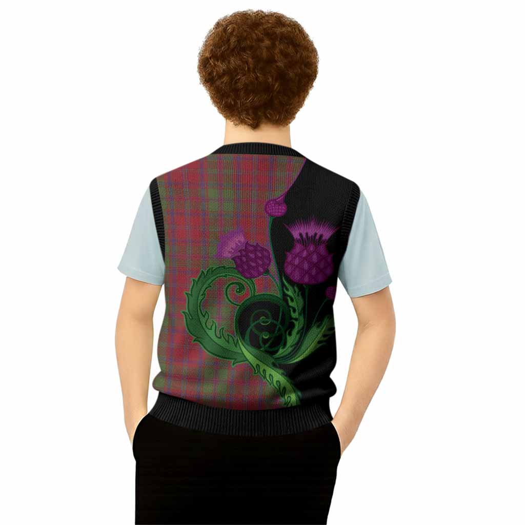 Stewart (Stuart) of Appin Tartan Knitted V-Neck Vest Traditional Scottish Thistle