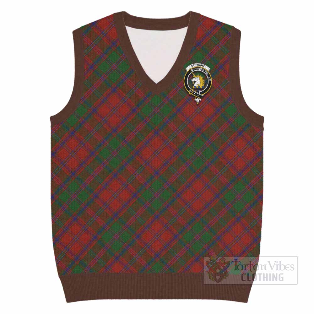 Stewart (Stuart) Tartan Knitted V-Neck Vest with Family Crest Cross Style