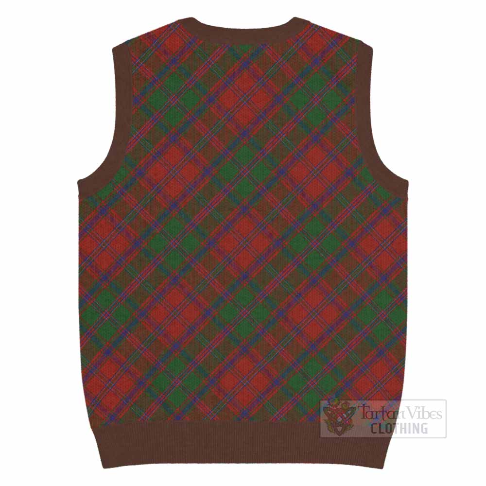 Stewart (Stuart) Tartan Knitted V-Neck Vest with Family Crest Cross Style
