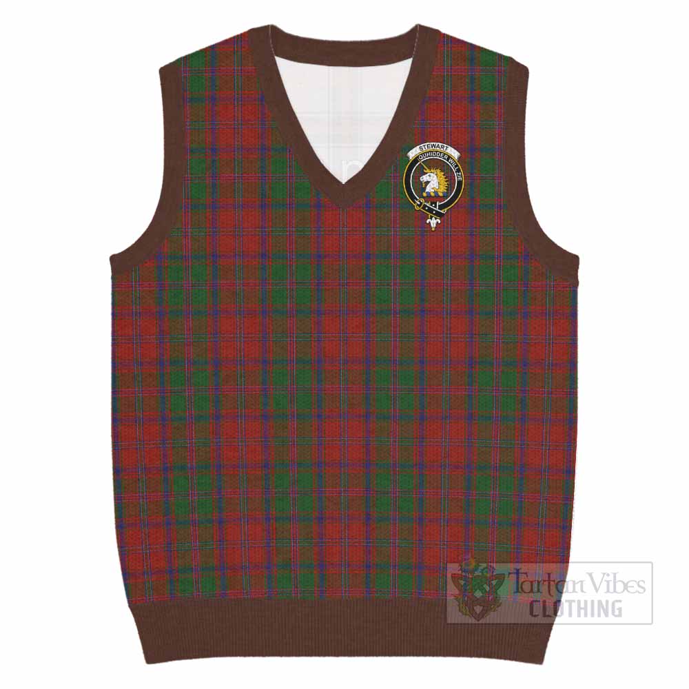 Stewart (Stuart) of Appin Tartan Knitted V-Neck Vest with Family Crest - Tartan Vibes Clothing
