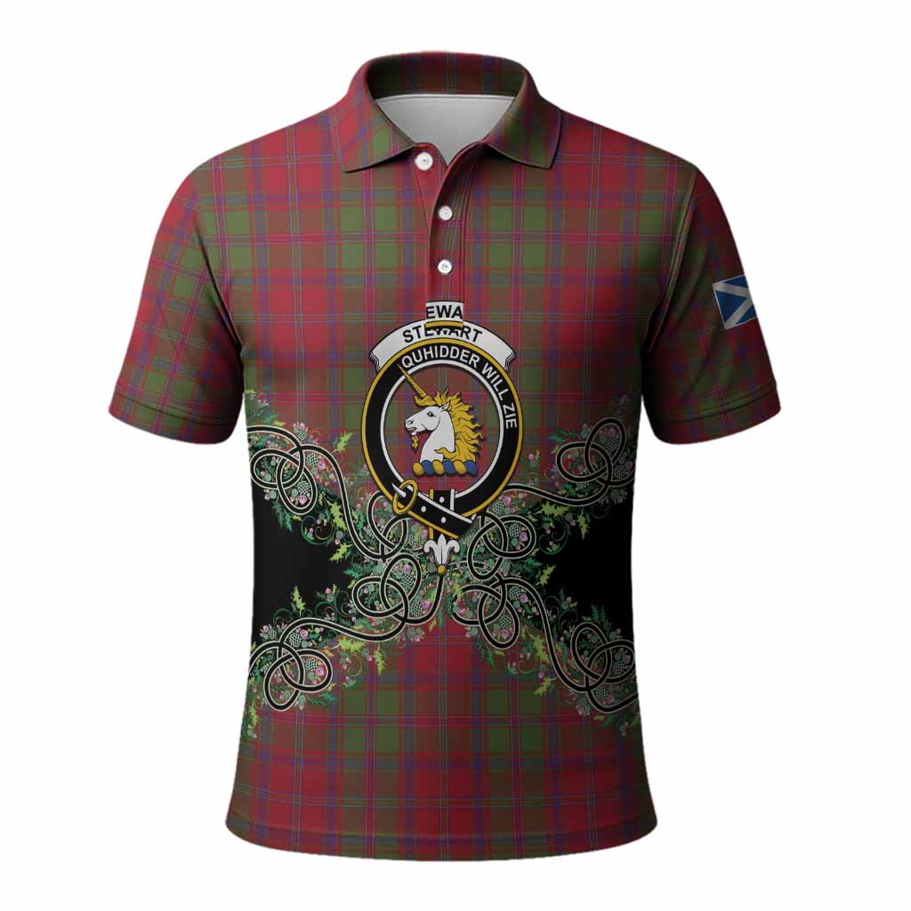 Stewart (Stuart) of Appin Tartan Polo Shirt Thistle Scottish Spirit