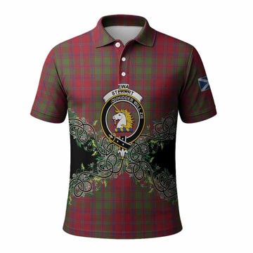 Stewart (Stuart) of Appin Tartan Polo Shirt Thistle Scottish Spirit