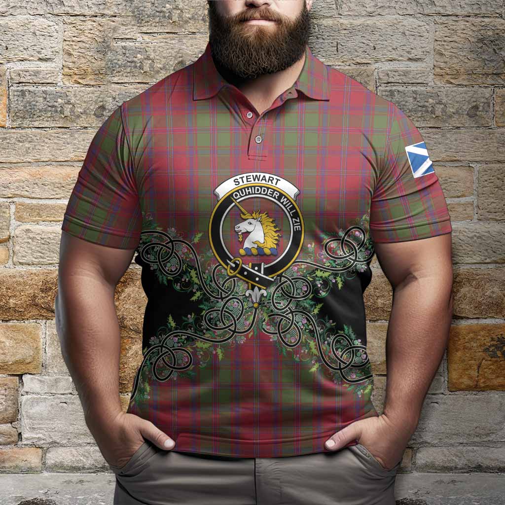 Stewart (Stuart) of Appin Tartan Polo Shirt Thistle Scottish Spirit
