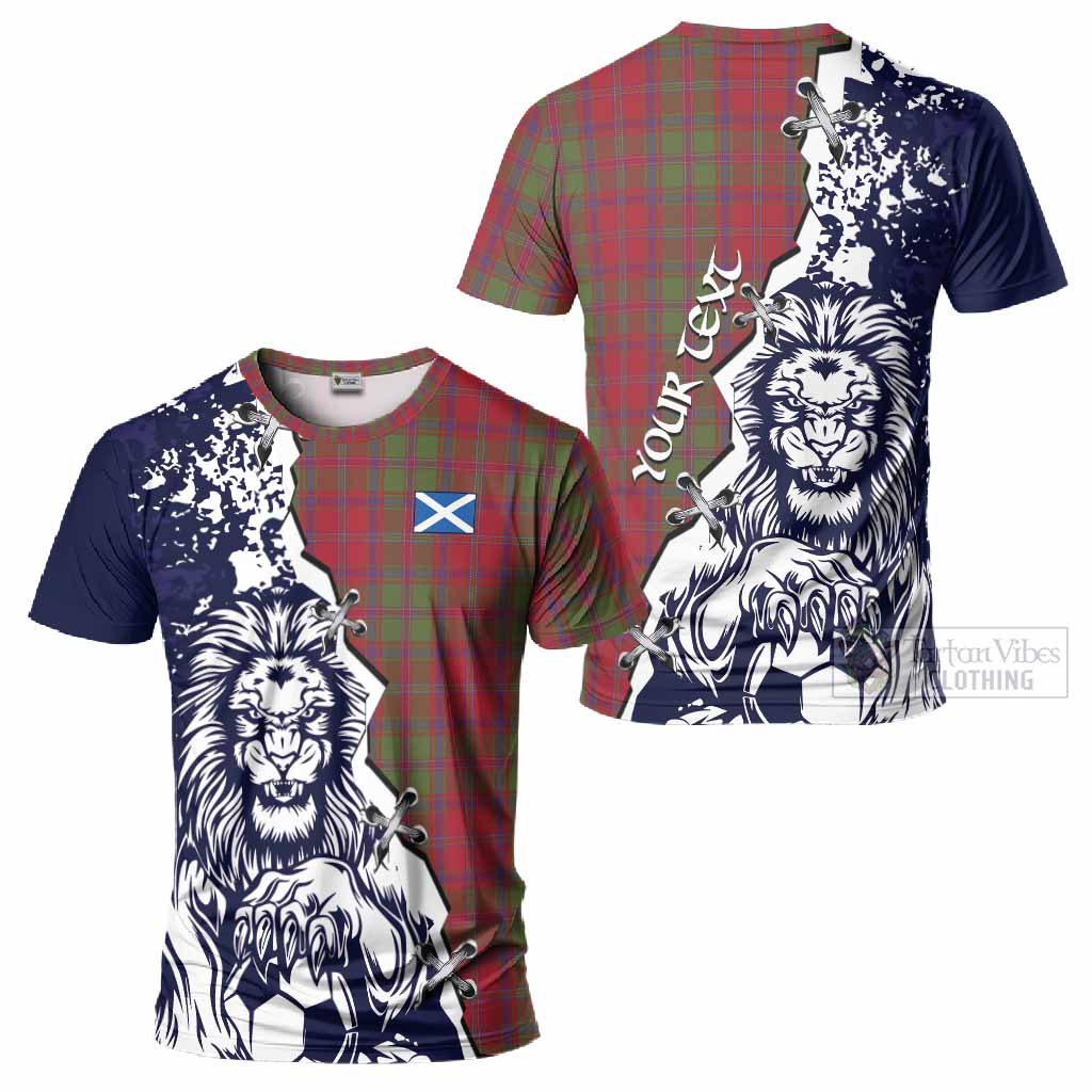 Stewart (Stuart) of Appin Tartan Scottish T-Shirt Angry Lion With Soccer Ball Style