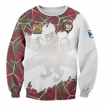 Stewart (Stuart) of Appin Tartan Sweatshirt with Family Crest and Lion Rampant Grunge Style