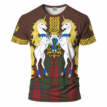Stewart (Stuart) of Appin Tartan T-Shirt Unicorn Celtic Knot And Thistle Emblem