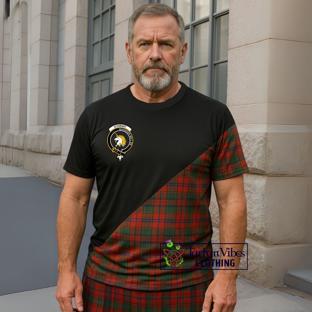 Stewart (Stuart) of Appin Tartan T-Shirt with Family Crest and Military Logo Style