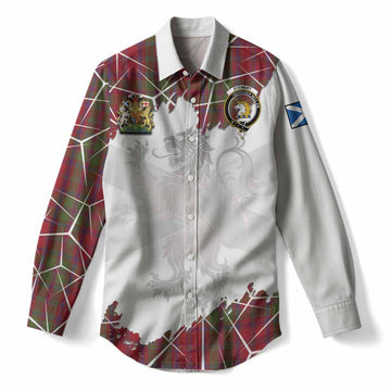 Stewart (Stuart) of Appin Tartan Women Casual Shirt with Family Crest and Lion Rampant Grunge Style