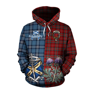 Stewart (Stuart) of Bute Tartan Cotton Hoodie Happy St. Andrew's Day Half Tartan Style Pullover Hoodie XS - Tartan Vibes Clothing