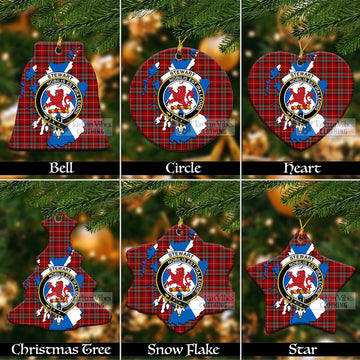 Stewart (Stuart) of Bute Tartan Christmas Ceramic Ornaments with Family Crest and Scotland Map