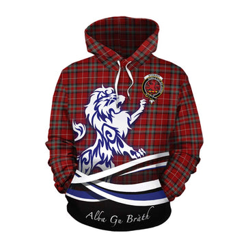 Stewart (Stuart) of Bute Tartan Cotton Hoodie with Alba Gu Brath Regal Lion Emblem Pullover Hoodie XS - Tartan Vibes Clothing