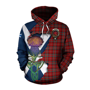 Tartan Vibes Clothing Stewart (Stuart) of Bute Tartan Family Crest Cotton Hoodie Scottish Thistle Celtic Inspired