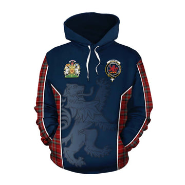 Stewart (Stuart) of Bute Tartan Cotton Hoodie with Family Crest and Lion Rampant Vibes Sport Style Pullover Hoodie XS - Tartan Vibes Clothing