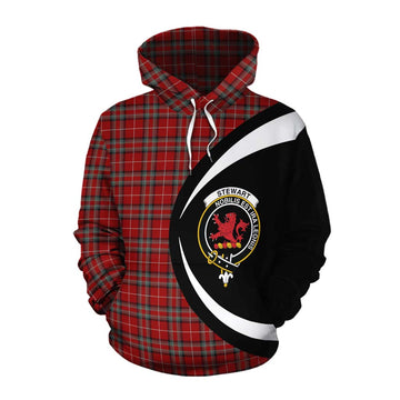 Stewart (Stuart) of Bute Tartan Cotton Hoodie with Family Crest Circle Style Pullover Hoodie XS - Tartan Vibes Clothing