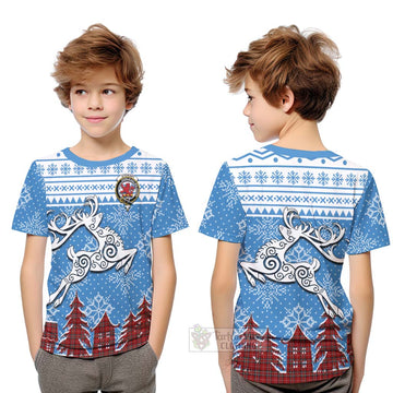 Stewart (Stuart) of Bute Clan Christmas Kid T-Shirt Celtic Reindeer Style Youth XL Size14 - Tartan Vibes Clothing